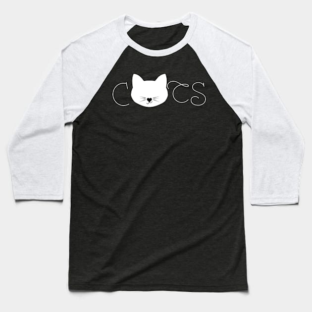 Cat's Face Baseball T-Shirt by Moon Coffee